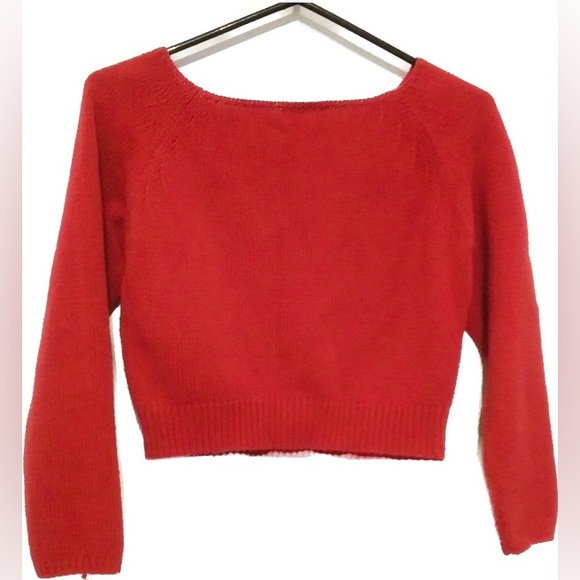 Boatneck cropped red sweater from Catanella by Origine - size Small (Petite) - Picture 1 of 4